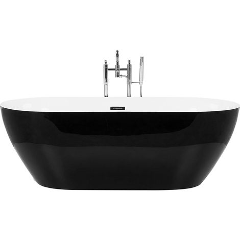 Bañera independiente de acrílico sanitario negro brillante individual 150 x 75 cm ovalada estilo moderno Carrera