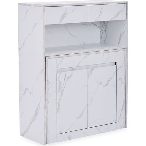 Console extensible avec rangement Fontano Effet marbre blanc