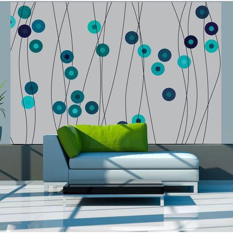 Papier peint boutons bleu d'azur - 350 x 270 cm (1/4)