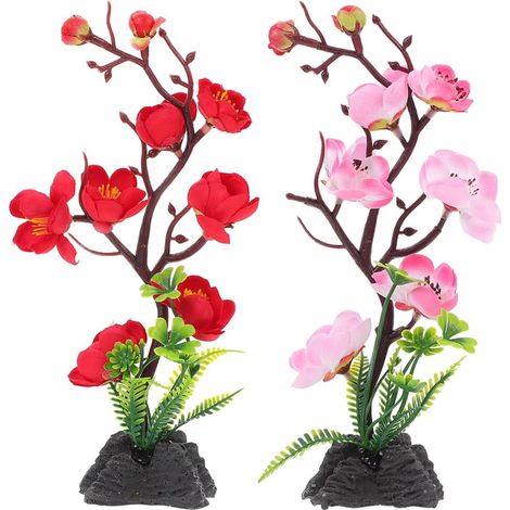 2pcs Fleurs Artificielles en Plastique Rouge et Rose Décorations de Sushi Portables pour Décor D'assiette la Maison Élégant et Pratique (1/5)