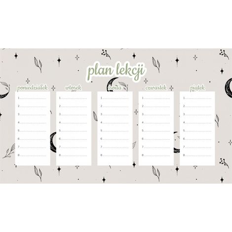 Piano di lezione magnetico Cielo stellato in stile Boho 30x17,5 cm