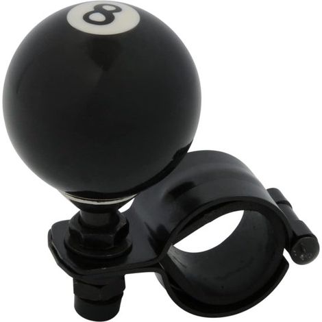 Pomello rotante per volante, sterzata fluida, design a palla 8, 16 cm, nero (1/5)
