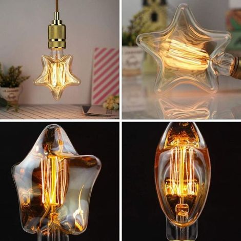 Ampoule vintage étoile - Verre transparent filaments Éclairage chaleureux 40W - Décoration intérieure - Base E27 (1/5)