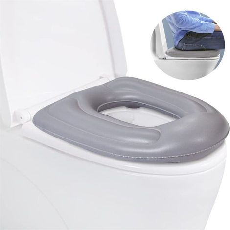 Coussin de siège de toilette gonflable avec ventouse, housse de siège de toilette réglable en hauteur, étanche, housse de siège de toilette pour adultes, handicapés, personnes âgées (1/4)