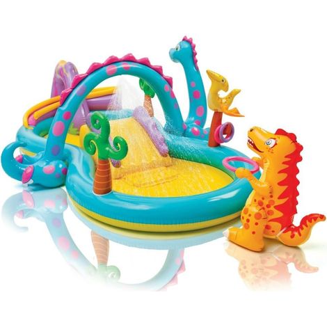Atmosphera – Centre de jeux gonflable avec piscine et toboggan – Dimensions 333 x 229 x 112 cm – Capacité 280 litres – Accessoires inclus : cerceau et boule (1/3)