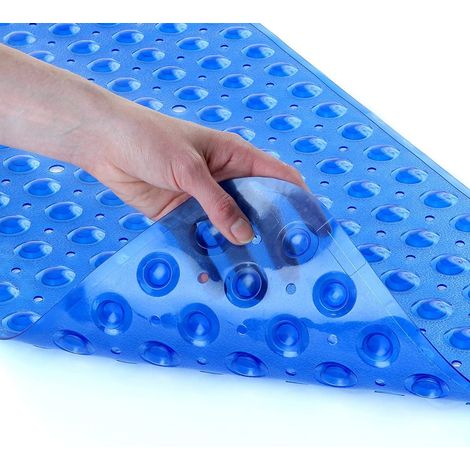 Tapis de douche avec trous d'évacuation, lavable en machine, antidérapant, extra long, hygiénique et avec surface de massage, grand format. (1/5)