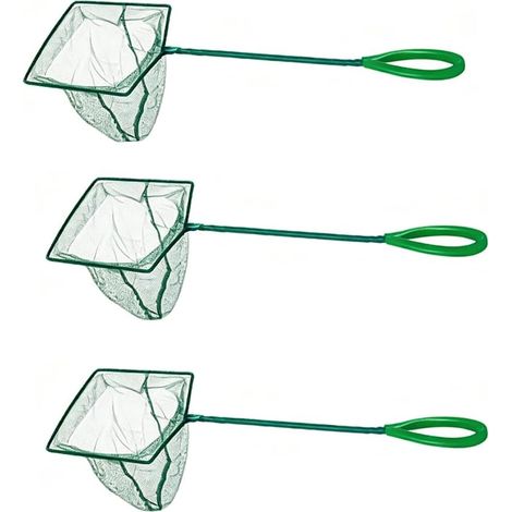 Fish Net 3 Inch Fish Net with Fine Square Mesh Soft Mesh with Telescopic Stainless Steel Handle for Cleaning Debris and Safe Fish Transfer, Pack of 3 (1/5)