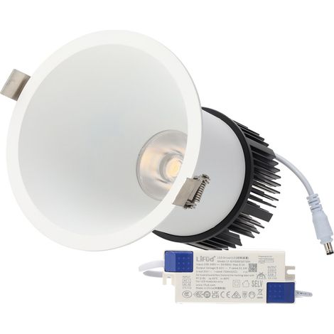 Downlight Empotrable LED 10W 90Lm/W CRI95 2700ºK Driver Lifud 50.000H Blanco Cálido