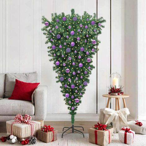 Upside-down Artificial Pre-lit Christmas Tree with Ball Set PVC vidaXL (1/5)