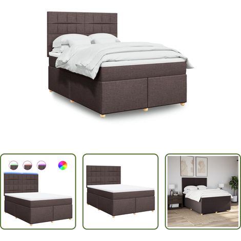vidaXL Surmatelas -  Sommier à lattes de lit avec matelas Marron foncé 160x200 cm (1/5)