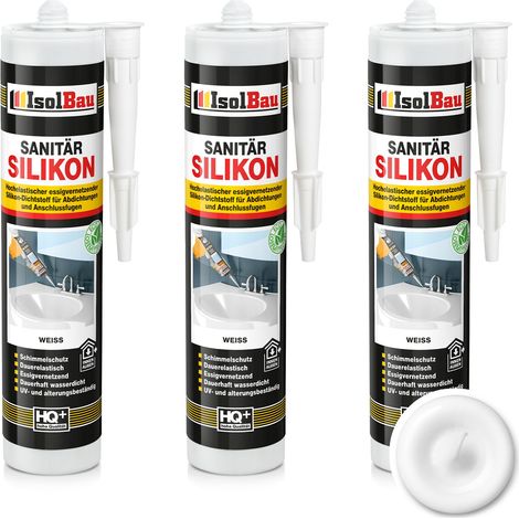IsolBau Silicone Sanitaire Blanc Sanitär Silikon 3 x 300ml (1/5)