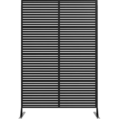 Sichtschutz, Freistehendes Metall-Design, Wetterfeste Konstruktion, Gestreift – Schwarz (1/2)