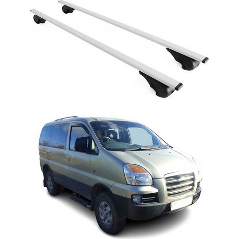 OMAC Barres de toit pour Hyundai H-1 Starex I 1997-2007 – TÜV / DIN 75302:2019 – Antivol inclus – Charge max 75 kg – 2 barres Argent (1/4)
