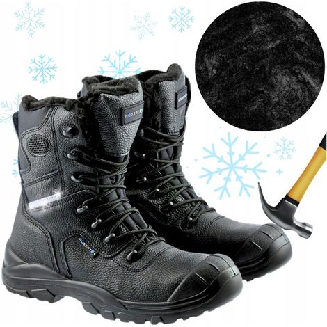 Botas de trabajo altas de invierno para hombre con aislamiento térmico y puntera S3 impermeables.
