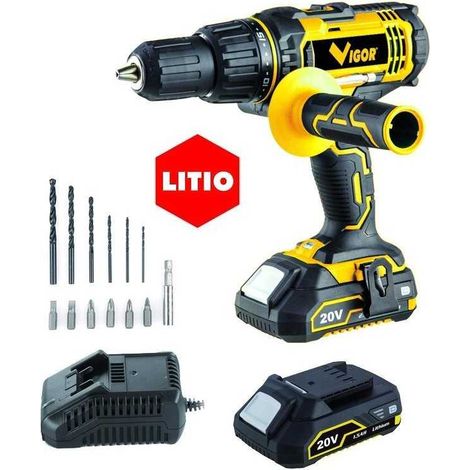 Taladro Vigor Percusión Vi-T20Pli 2 Baterías 20V 1,5Ah