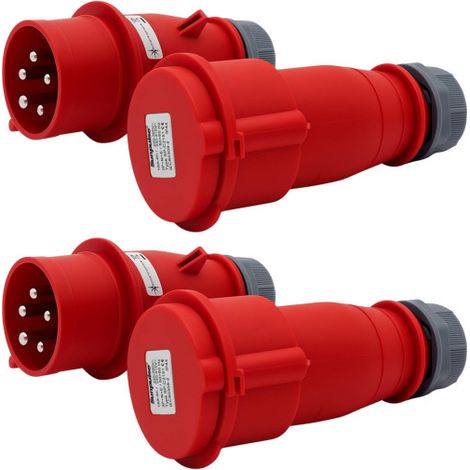 CEE-Verteilerset 16A 400V Stecker & Kupplung für Baustrom 2 Paar