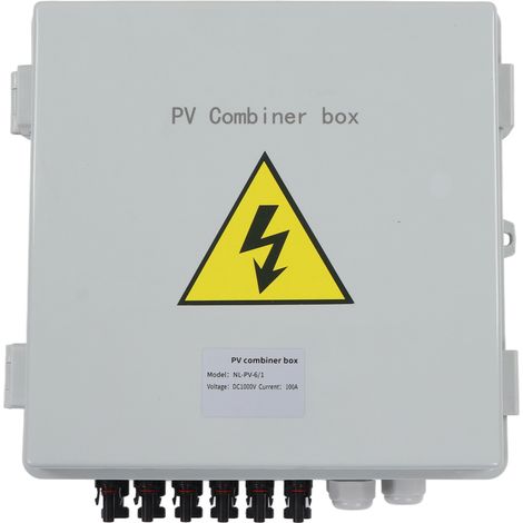 Boîte de jonction solaire 6 entrées IP67 étanche, avec fusibles 15A et parafoudre 40KA, DC1000V, coffret de combinaison photovoltaïque pour panneaux solaires. (1/5)