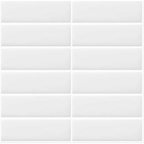 Carreaux muraux autocollants blancs pour dosseret de métro, pour cuisine et salle de bain, 10 feuilles (12" × 12") (1/5)