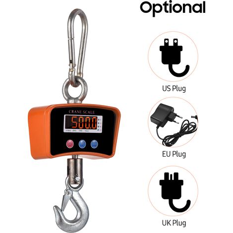 500kg/ 1102lbs Digital LED Hanging Scale Portable Heavy Duty Crane Scale 1300mAh Rechargeable Industrial Hook Scales Unit Change/ Data Hold/ Tare/ Zero for Construction Site Travel Market Fishing Outd (1/2)