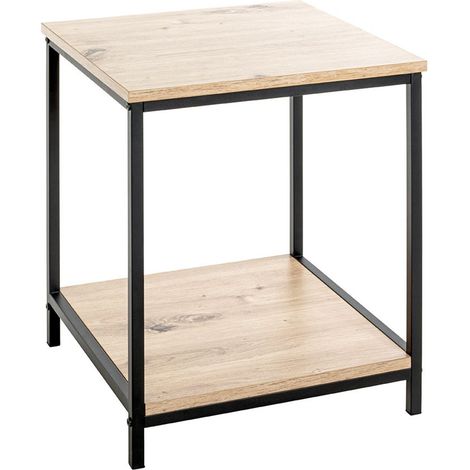 Table d'appoint en bois coloris chêne clair et métal coloris noir -longueur 40 x profondeur 40  x hauteur 50 cm (1/3)
