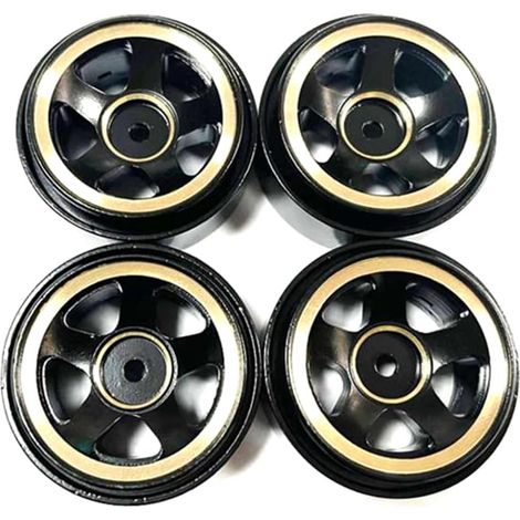 4 Pièces en Laiton 1.0 Beadlock Jante de Roue Contrepoids de Moyeu pour Axial SCX24 1/24 RC Chenille Voiture Mises à Niveau Pièces de Rechange Noir (1/5)