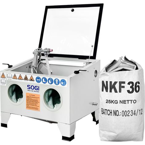 Sabbiatrice SOGI S-56 da banco + sacco 25 kg di corindone grana 36 allumina, SOGI S-56+ 25 kg di corindone grana 36 allumina