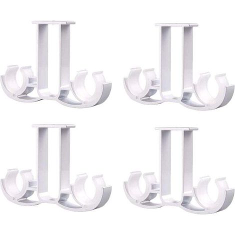 Accessoires rideauLot de 4 supports de tringle à rideaux en aluminium, fixation murale double au plafond, en alliage, pour salle de bain et salon (blanc) (1/4)