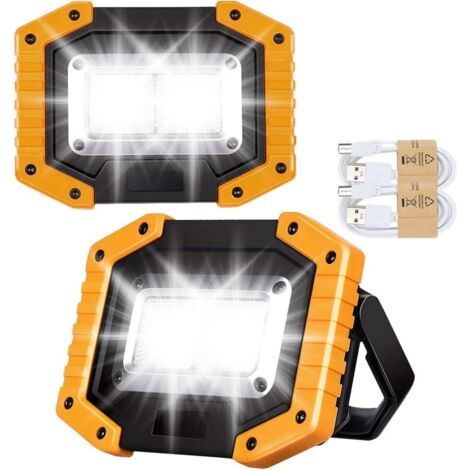 Lampe de travail LED 30 W rechargeable COB super lumineuse 2000 lm batterie externe lampe de sécurité USB étanche pour garage, camping, randonnée, pêche, barbecue (1/5)