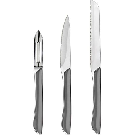 Eclat Gris - Set 3 couteaux : office, éplucheur, petits-légumes (1/5)
