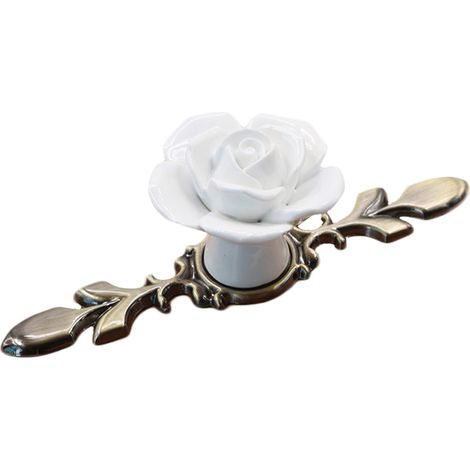 Rose Ceramic Alloy Base Door Knob Drawer Cupboard Wardrobe Furniture Pull Handle 3 (1/2)