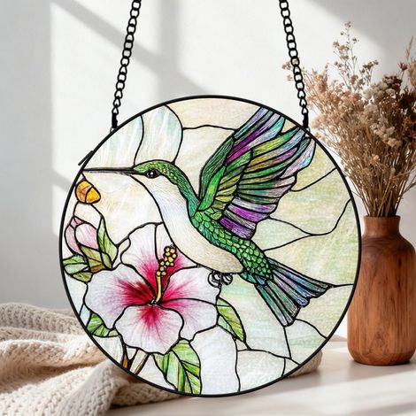 Attrape-soleil colibri vitrail 9 cm décoration suspendue fenêtre cadeau femme Noël (1/5)