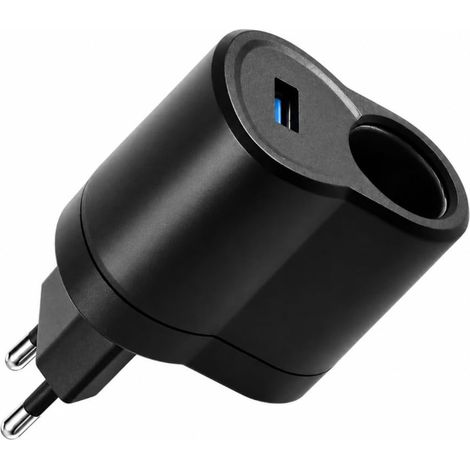 Adaptateur Allume Cigare Secteur Transformateur 220v vers 12v 500mA 5V 1A