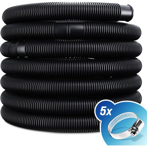 MONZANA® 6/10/14m Swimming Pool Hose 32/38mm Diameter  Trimmable Chlorine and UV-Resistant Pipe  Suitable for Pool Heater Hot Tub Water Pump Drain  Blue/Black  10m 32mm schwarz (de)