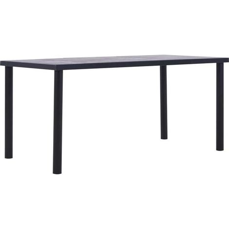 Table à manger bois gris béton et pieds métal noir Sirra 160 cm (1/4)