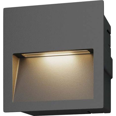 [NEUWERTIG] B-Ware Lucande Wandleuchte Wandlampe LED Einbauleuchte dunkelgrau Aluminium Glas IP54 (1/2)