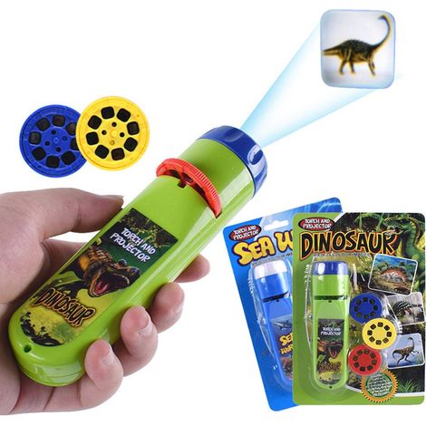 Projecteur d'histoires pour enfants avec 48 diapositives, thème dinosaures et océan, veilleuse éducative, lampe torche portable pour l'apprentissage et le jeu avant le coucher, lot de 2 (1/5)