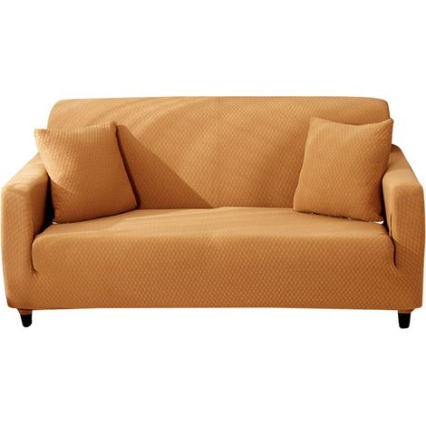 Housse de canapé élastique imperméable pour love-seat 140-185cm en polyester et spandex beige anti-taches (1/5)