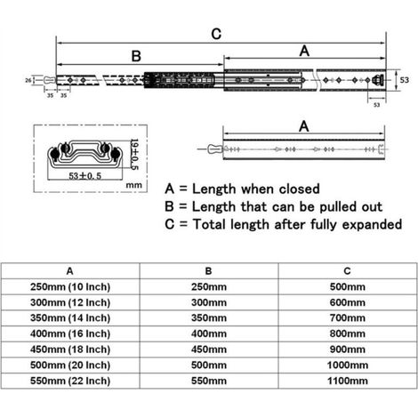 1 Paire Glissières Tiroirs 400mm Industriel Coulisses à Billes avec Fonction de Verrouillage pour Car Étagères Charge 120kg (1/3)