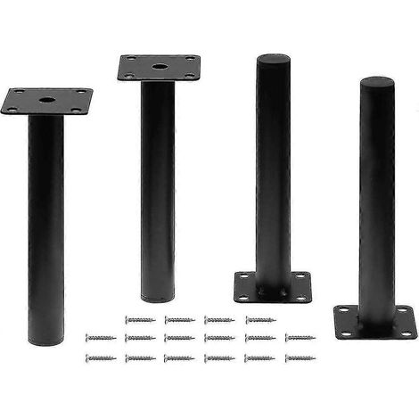 Ensemble de 4 pieds de meuble, supports en métal noir, pieds de rechange robustes, cadeau (1/5)