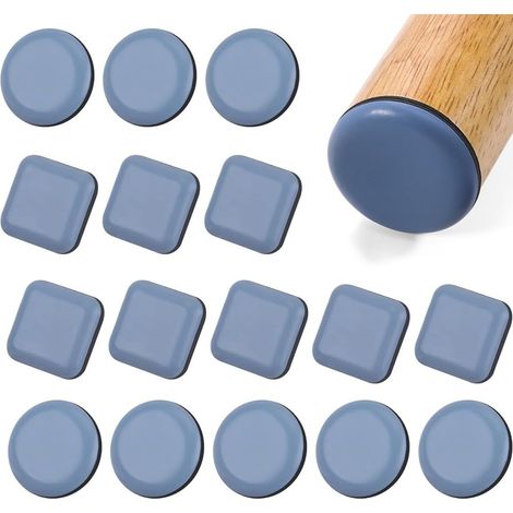 Patins Glisseurs pour Meubles 16 Pièces, Patins en Téflon Adhésifs Patin Glisseur en Teflon,Autocollants en Téflon Patins, pour Chaises et Fauteuils (Rond, 19mm Carré, 20 20mm) (1/5)