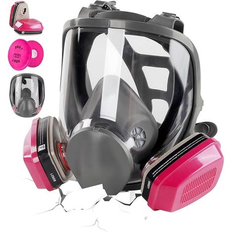 Vollgesichts-Atemschutzmaske mit 60921- und 2097-Filtern, wiederverwendbar, nuklear- und chemisch-schutzsichere Gasmaske für Spritzlackierungen (1/4)
