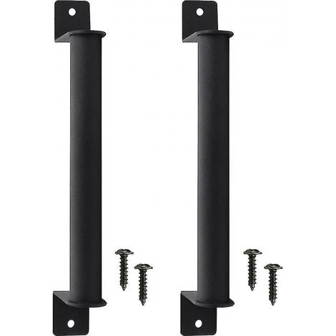 BEBUSINGOTO Lot de 2 poignées de porte de grange robustes, poignées de quincaillerie de porte de grange avec 4 vis, poignée de porte noire (1/5)