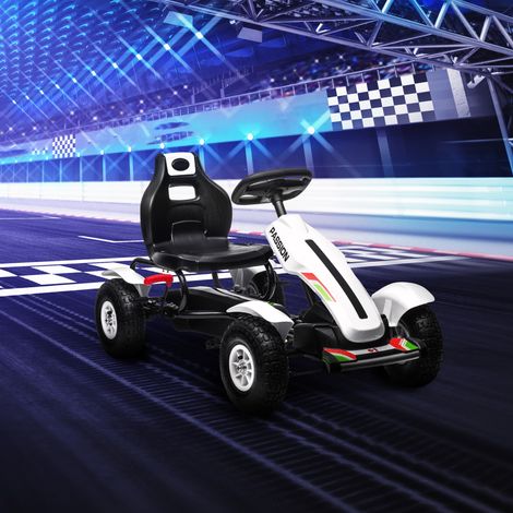 Kart a Pedali per Bambini 5-12 Anni, Telaio in Metallo e Plastica, Freno a Mano e Sedile Regolabile, 121x58x61 cm, Veicolo a Spinta Outdoor (1/5)