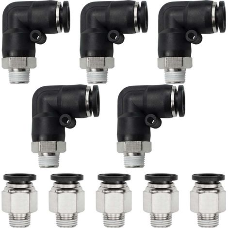 10 Raccords Pneumatiques, Connecteur Droit Et Coude 90 Degrés, Adaptateur Rapide Pl4-M5 Pc4-M5, Pour Automatisation Industrielle