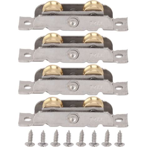 Rodillos para puertas correderas de patio – Juego de 4, acero inoxidable y cobre, rodamientos de bolas, convexos para vidrio