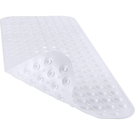 Tappetino da bagno antiscivolo, antimuffa, extra lungo, antibatterico, senza BPA, ftalati e lattice, lavabile in lavatrice, con ventose (40 x 100 cm, bianco)