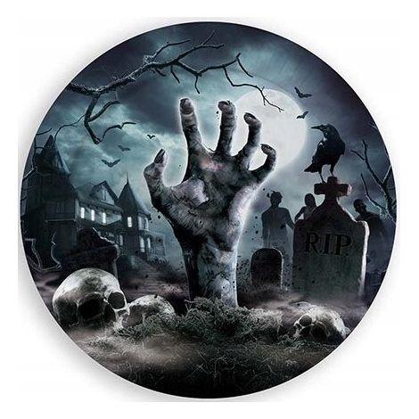 Piatti di carta CIMITERO Uomo morto Zombie Halloween Compleanno 23 cm 6 pezzi. (1/2)