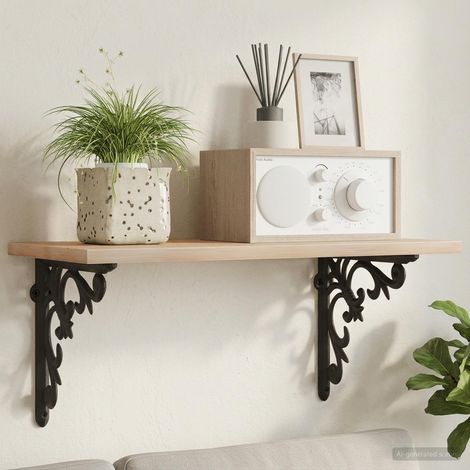 vidaXL Soportes para estanterías de pared 2 uds. Negro (1/5)