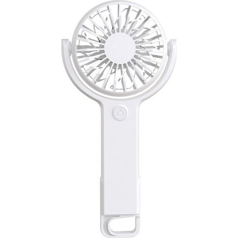 Ventilateur portable rechargeable, climatiseur, petit ventilateur de poche, 5 vitesses, avec crochet pliable, blanc (1/4)