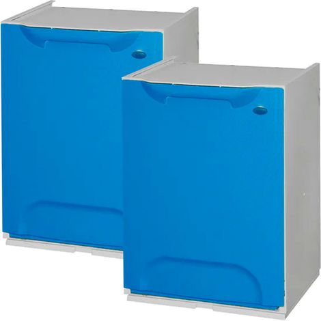 WELLHOME Set de 2 papeleras de reciclaje en polipropileno azul, con depósito 20L (1/5)